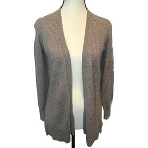 ADRIENNE VITTADINI Oatmeal Beige Open Front 2Ply Cashmere Cardigan Soft Sz M